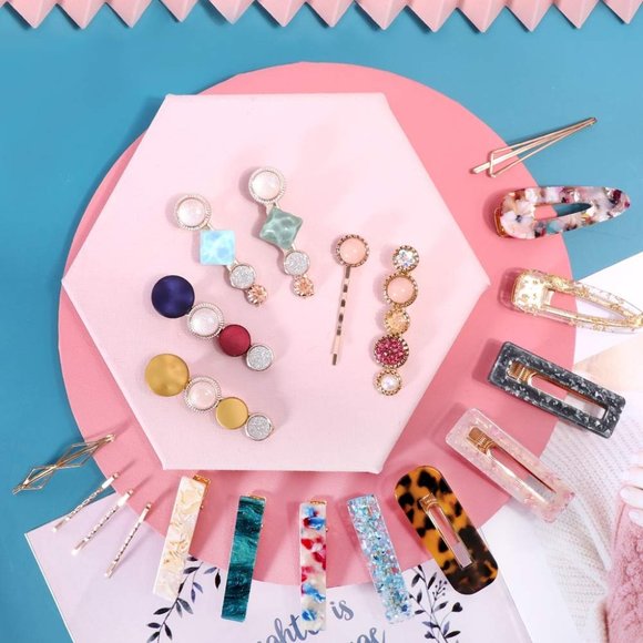 28 PCS Hingwah Pearls and Acrylic Resin Hair Clips, Handmade Hair Barret… - Picture 11 of 13